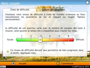 S�lection du niveau de difficult�