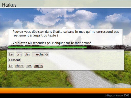 Capture d'écran : Jouez avec les Haikus